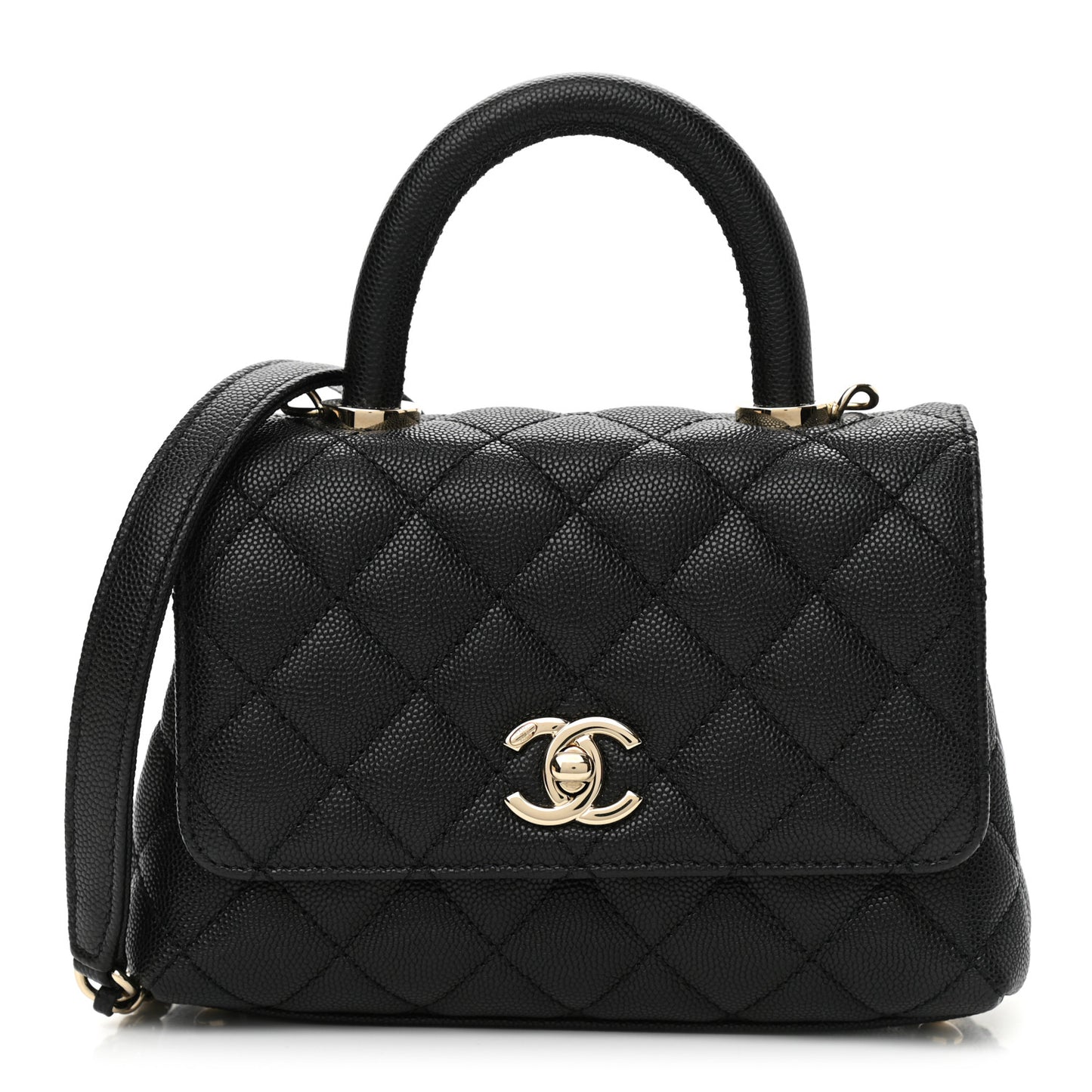 Caviar Quilted Extra Mini Coco Handle Flap Black
