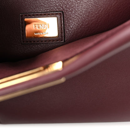 Fendi Vitello Seta Waves Bi-Color Medium Peekaboo Iconic Satchel Bordeaux Latte 6 of 9
