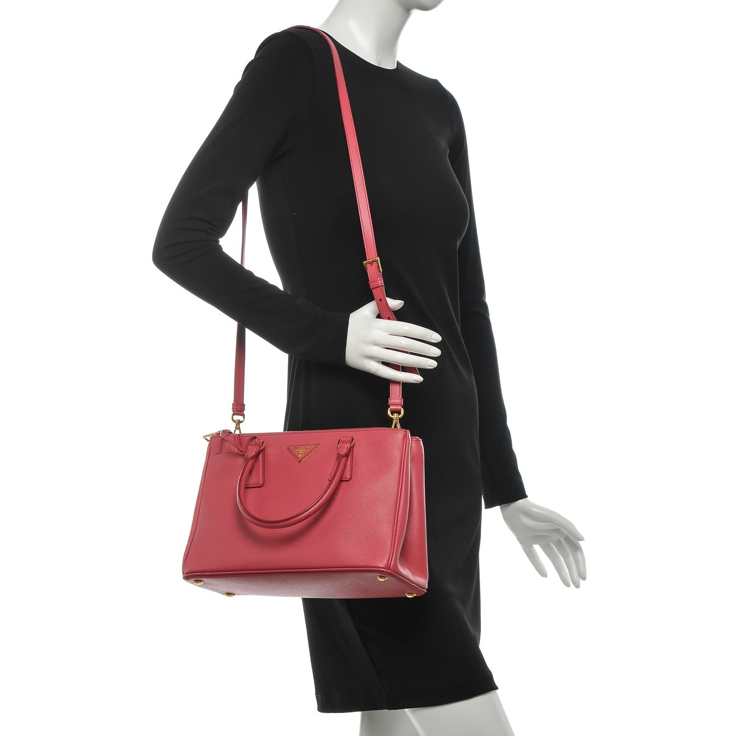 Prada Saffiano Small Galleria Double Zip Tote Peonia 2 of 16