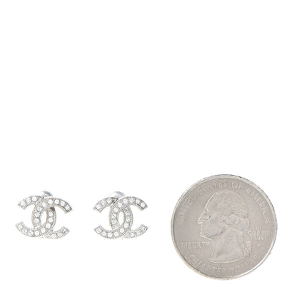 Chanel Crystal CC Earrings Silver 2 of 5