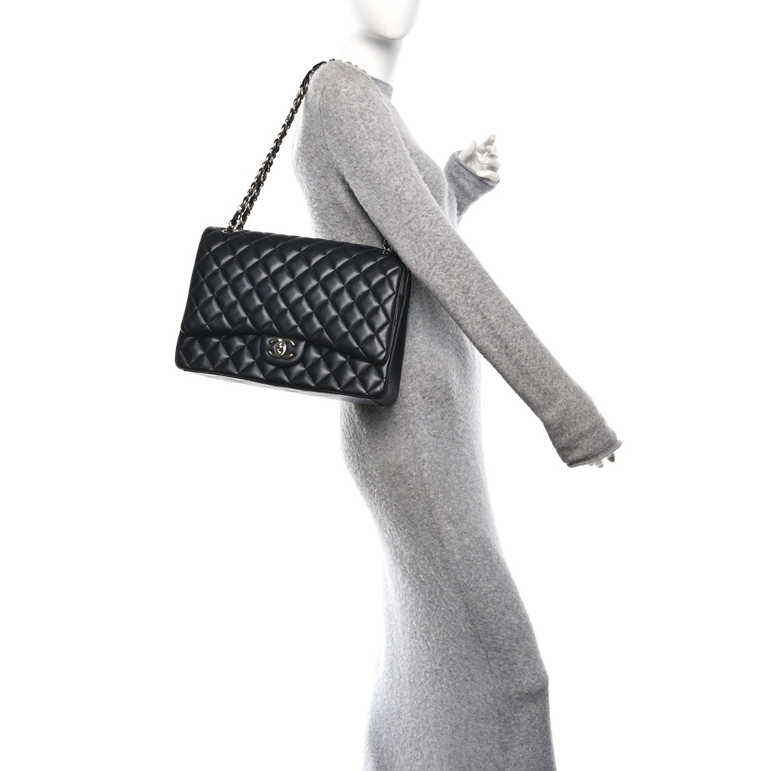 Chanel Lambskin Quilted Maxi Double Flap Black 2 of 11