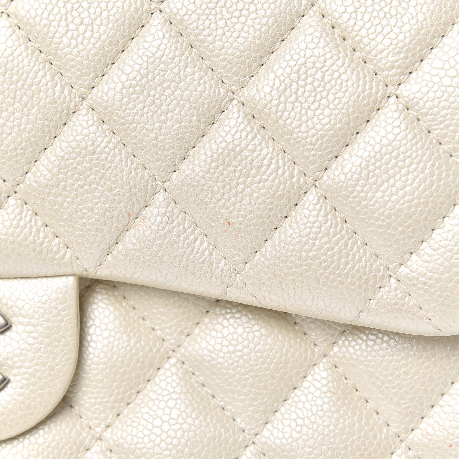 Chanel Pearly Caviar Quilted Jumbo Double Flap Dark White 10 of 13