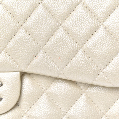 Chanel Pearly Caviar Quilted Jumbo Double Flap Dark White 10 of 13