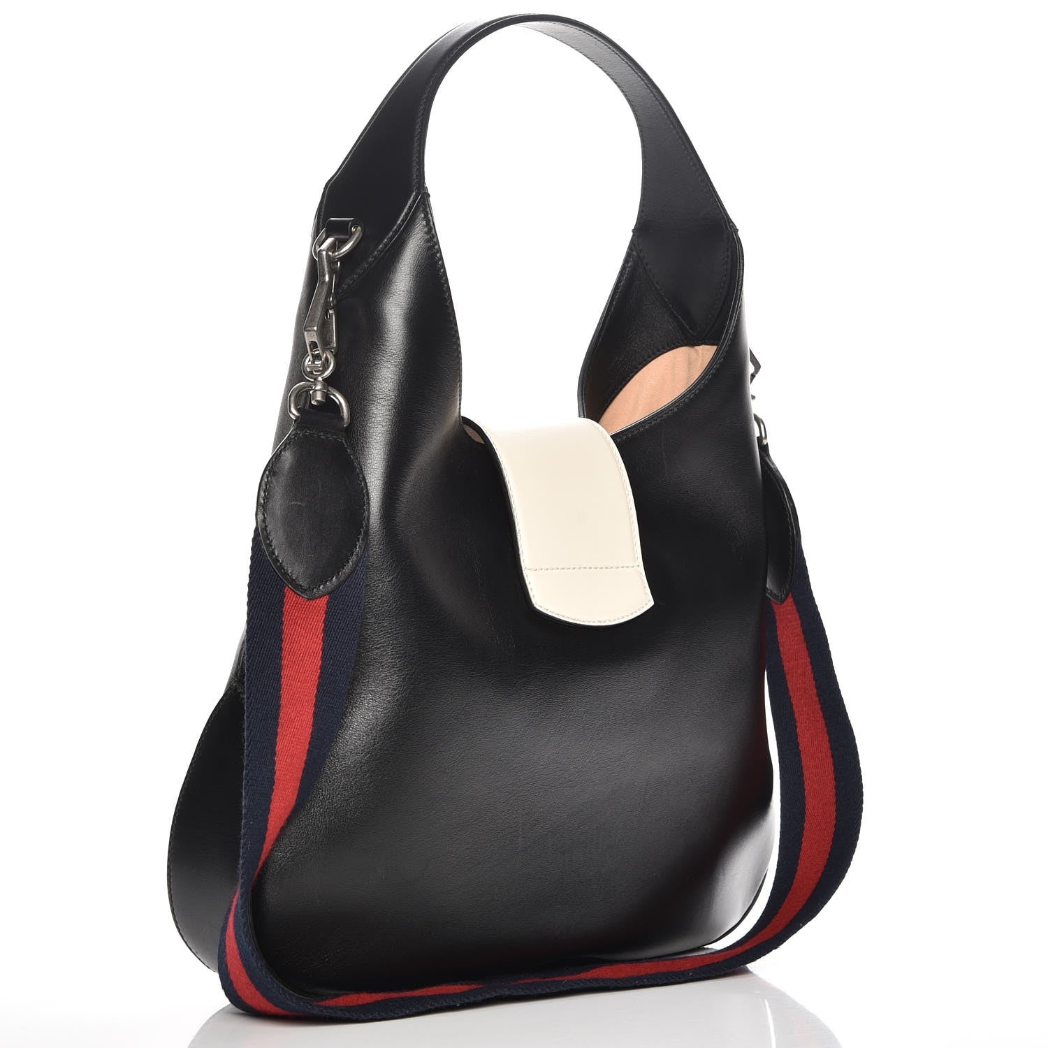 Gucci Calfskin Web Medium Dionysus Hobo Black White 4 of 8