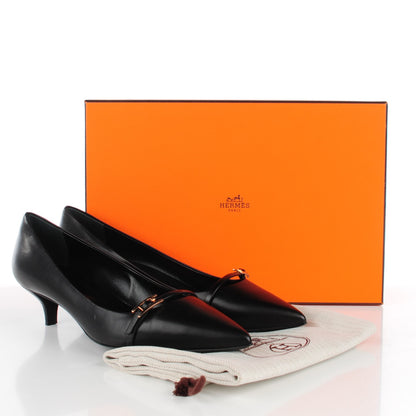 Hermes Calfskin Lauren Pumps 39 Black 7 of 7