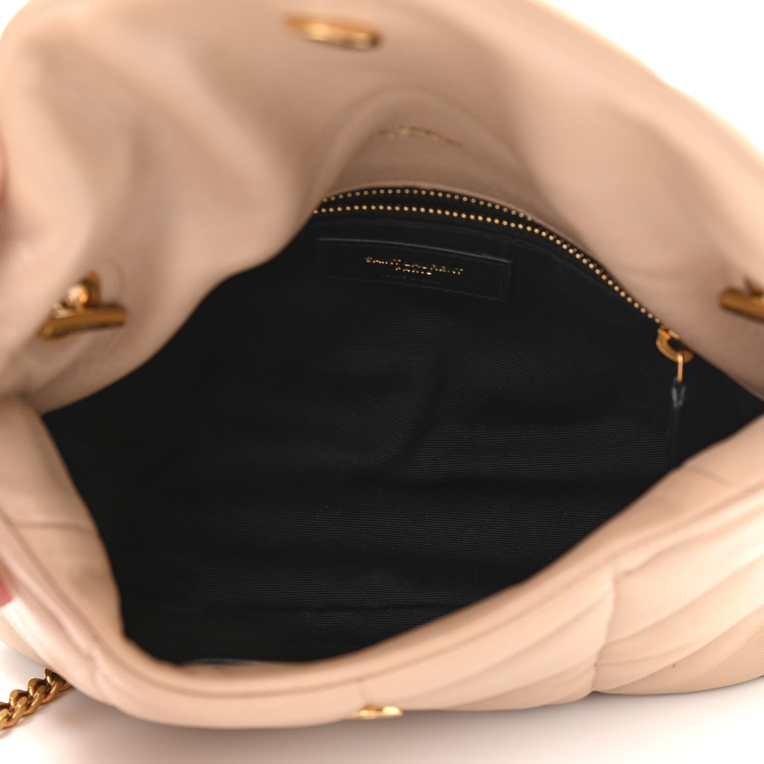 Saint Laurent Lambskin Quilted Toy Loulou Puffer Monogram Chain Satchel Nude Powder 5 of 12