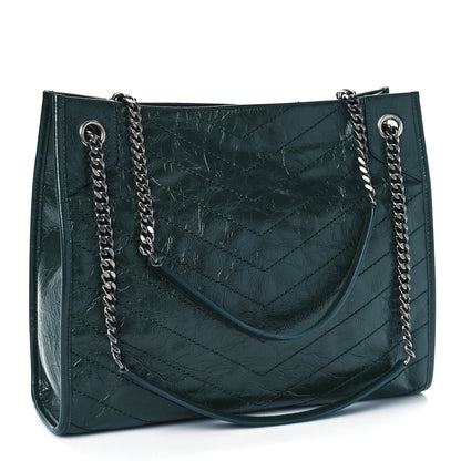 Saint Laurent Crinkled Calfskin Matelasse Monogram Medium Niki Shopper Tote New Vert 2 of 8