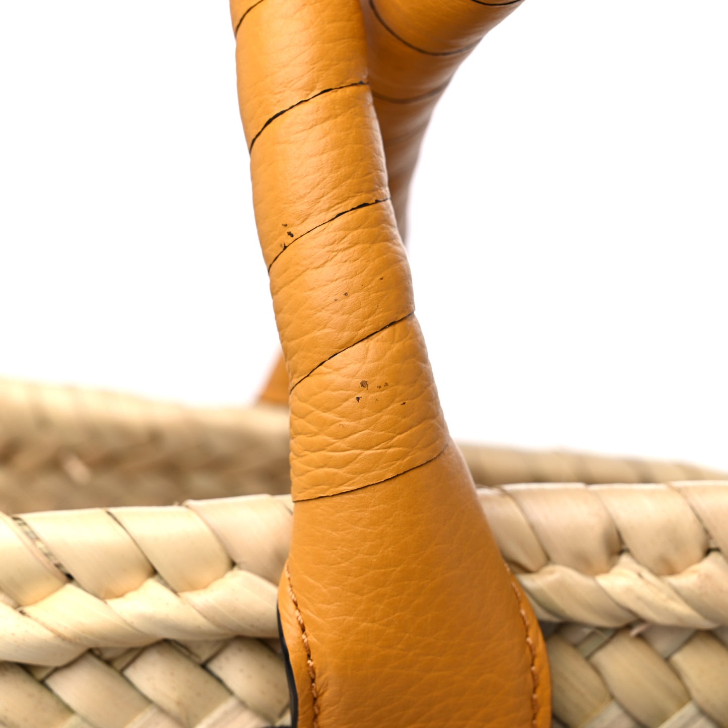 Raffia Small Grain Calfskin Medium Marcie Basket Yellow