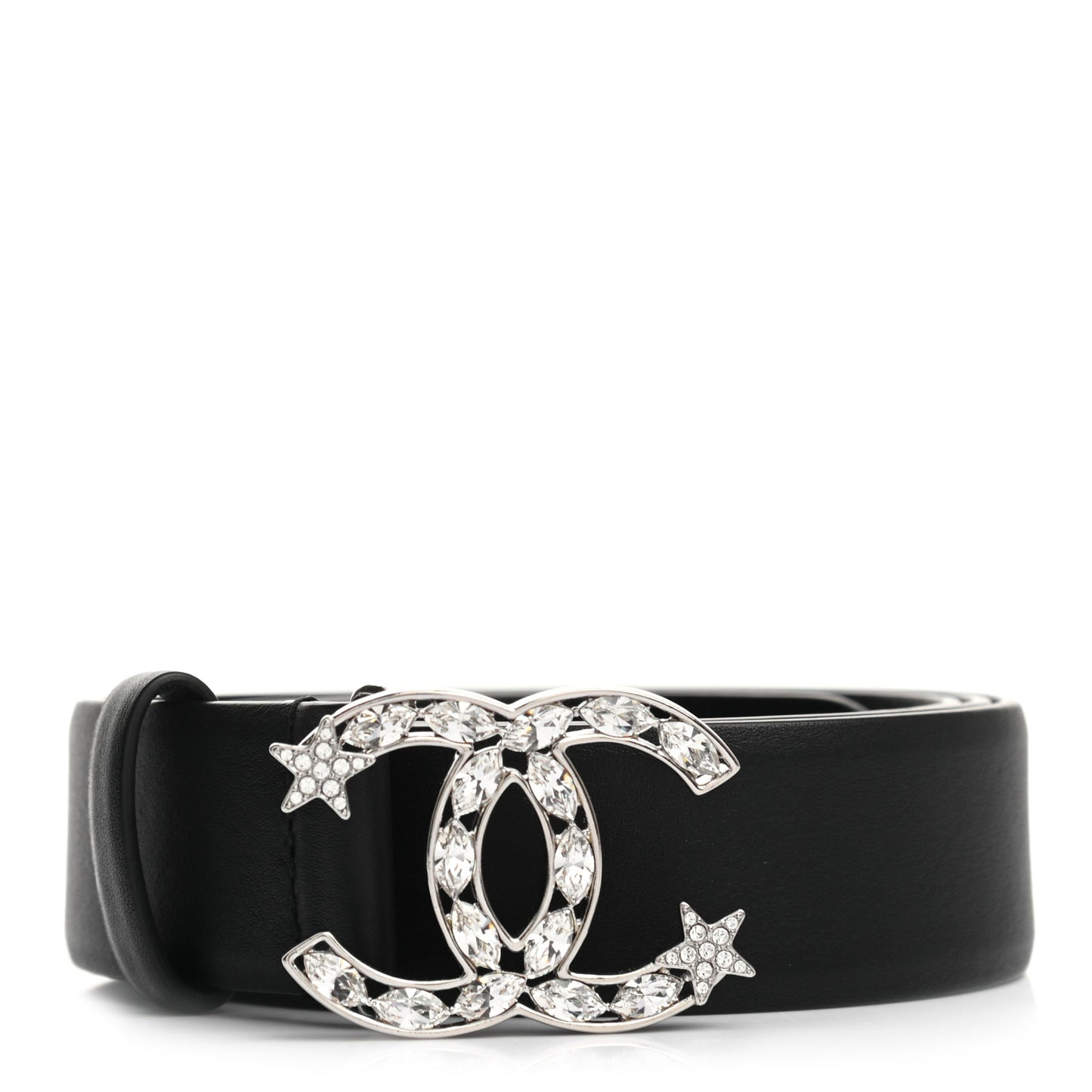 Calfskin Crystal CC Starfall Belt 90 36 Black