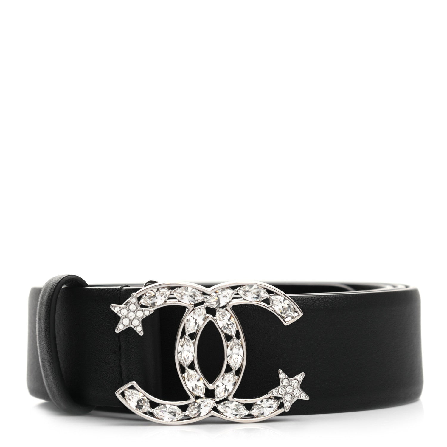Chanel Calfskin Crystal CC Starfall Belt 90 36 Black 1 of 7