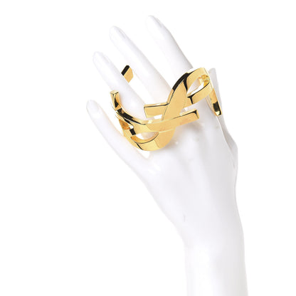 Saint Laurent Brass Monogram Medium Cuff Bracelet Gold 2 of 6