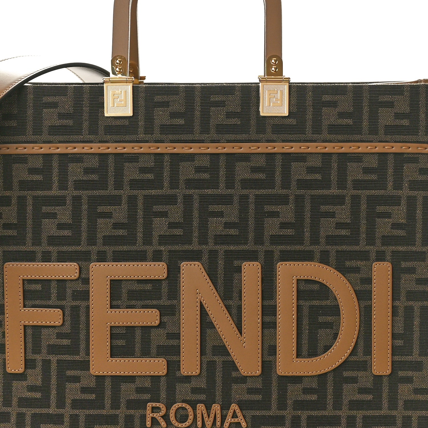 Fendi Vitello King Jacquard FF Medium Fendi Sunshine Shopper Tote Cuoiota 7 of 9