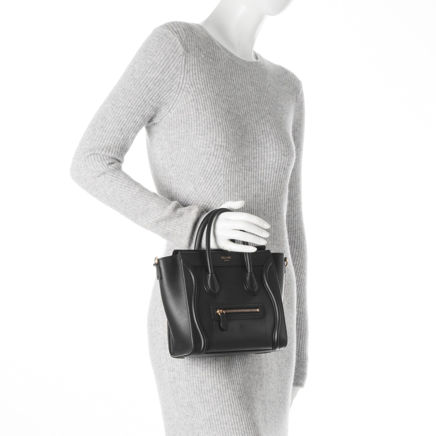 Celine Smooth Calfskin Nano Luggage Black 3 of 7