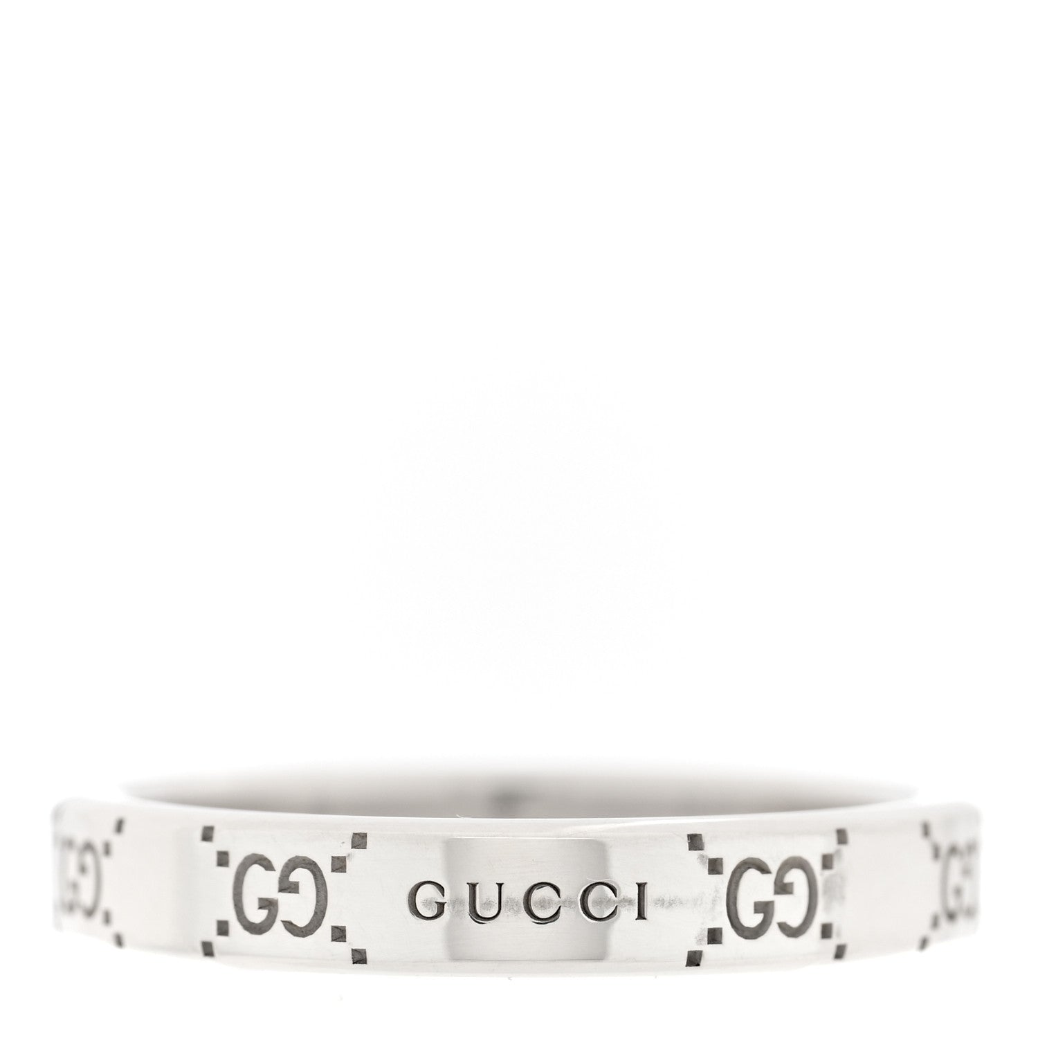 Gucci Sterling Silver Signature GG Narrow Band Ring 63 10.25 1 of 4