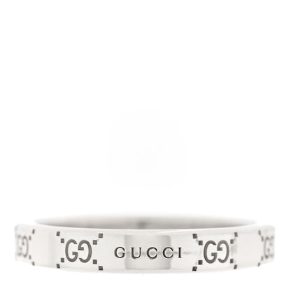 Gucci Sterling Silver Signature GG Narrow Band Ring 63 10.25 1 of 4