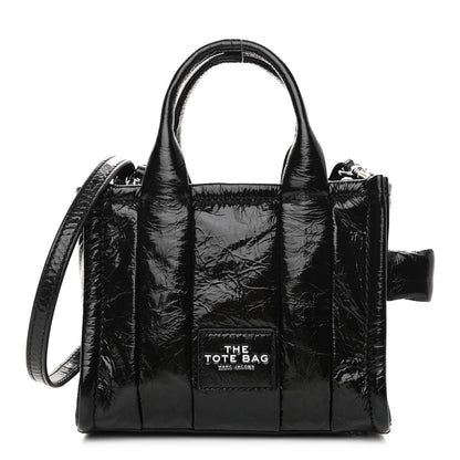 Marc Jacobs Shiny Crinkled Lambskin Micro The Tote Bag Black 1 of 9