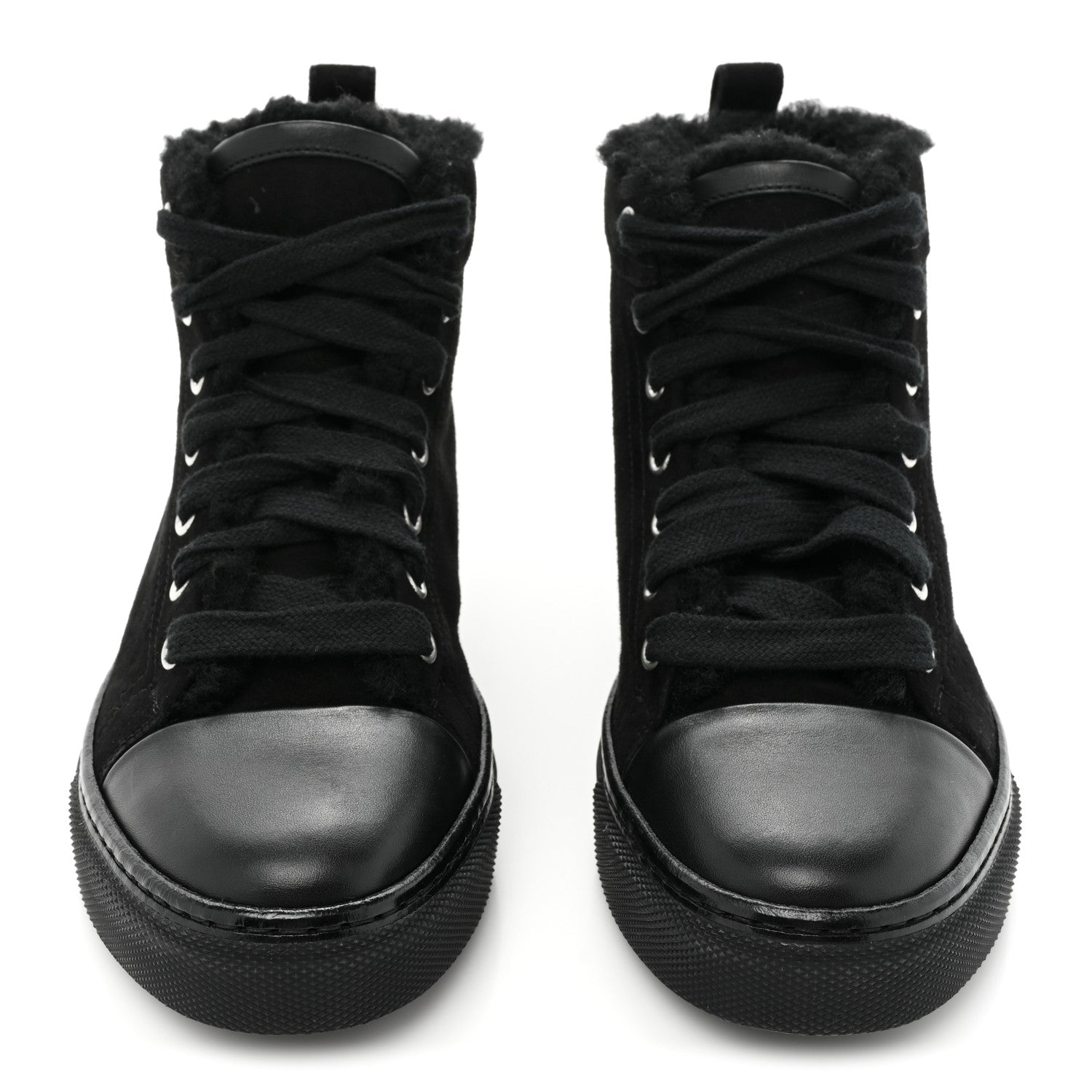 Hermes Suede Shearling Womens Jimmy High Top Sneakers 35 Black 2 of 12
