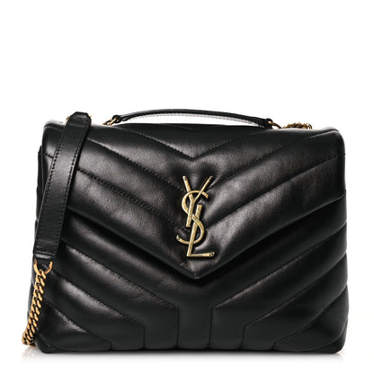 Saint Laurent Calfskin Y Quilted Monogram Small Loulou Chain Satchel Black 1 of 13