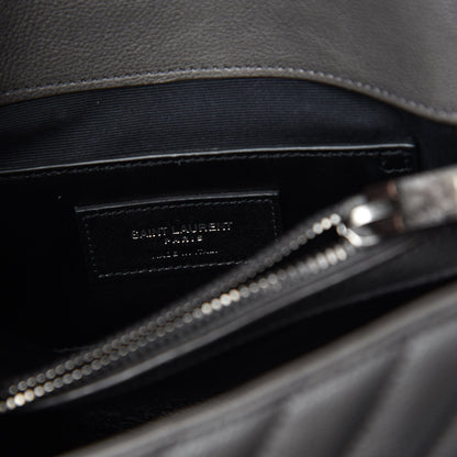 Saint Laurent Sheepskin Matelasse Chevron Monogram Medium College Bag Light Coal 9 of 10