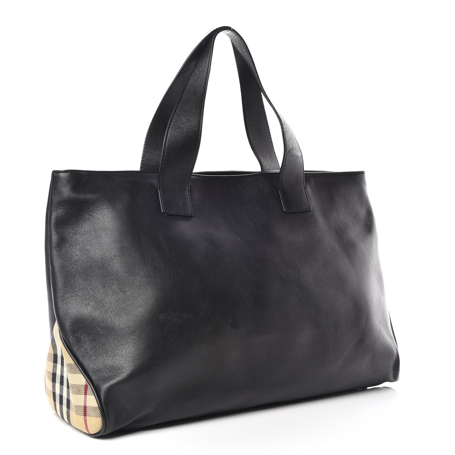 Burberry Calfskin Haymarket Check Toggle Shoulder Bag Black 3 of 14