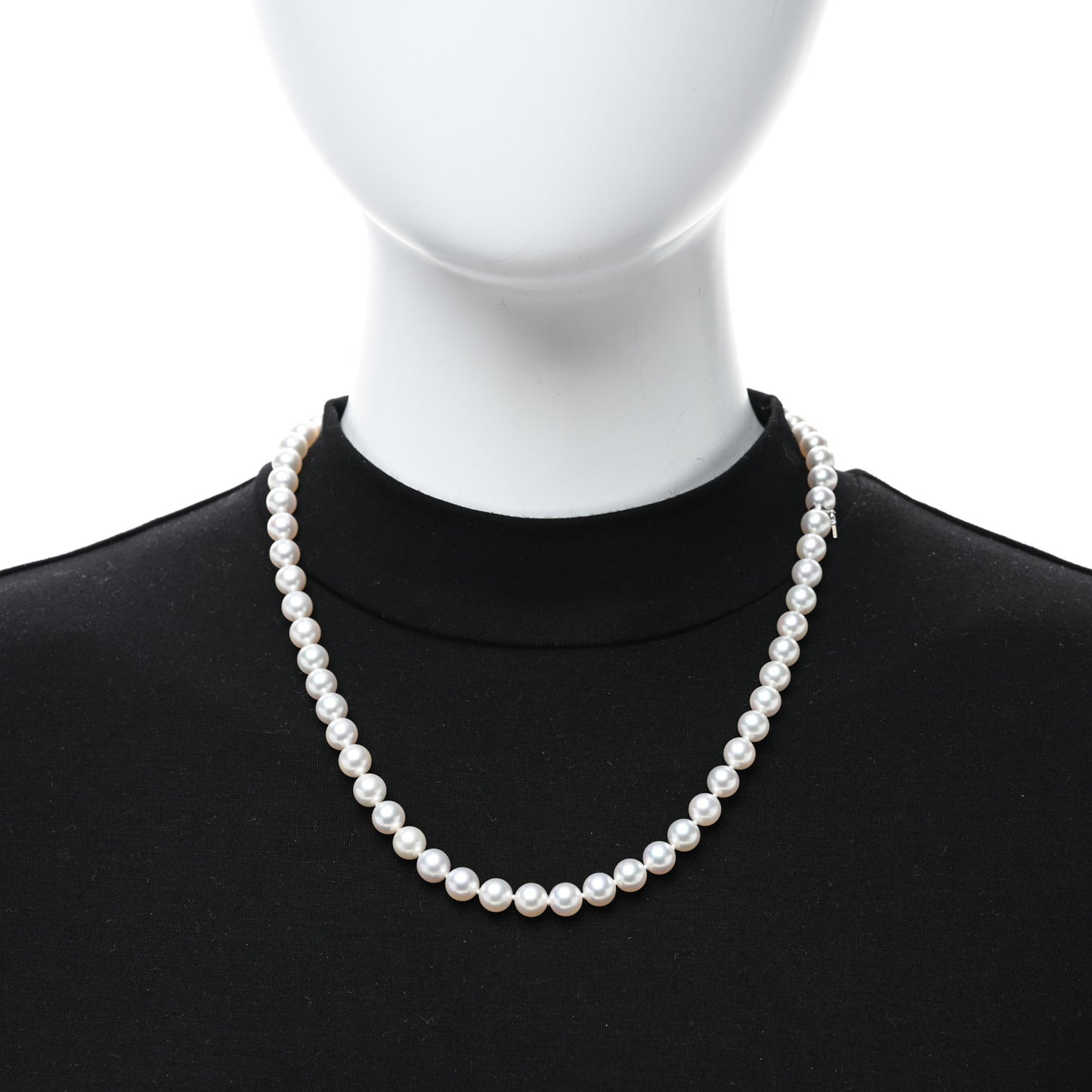 18K White Gold Akoya Pearl 7.5-8mm Strand Necklace 20"