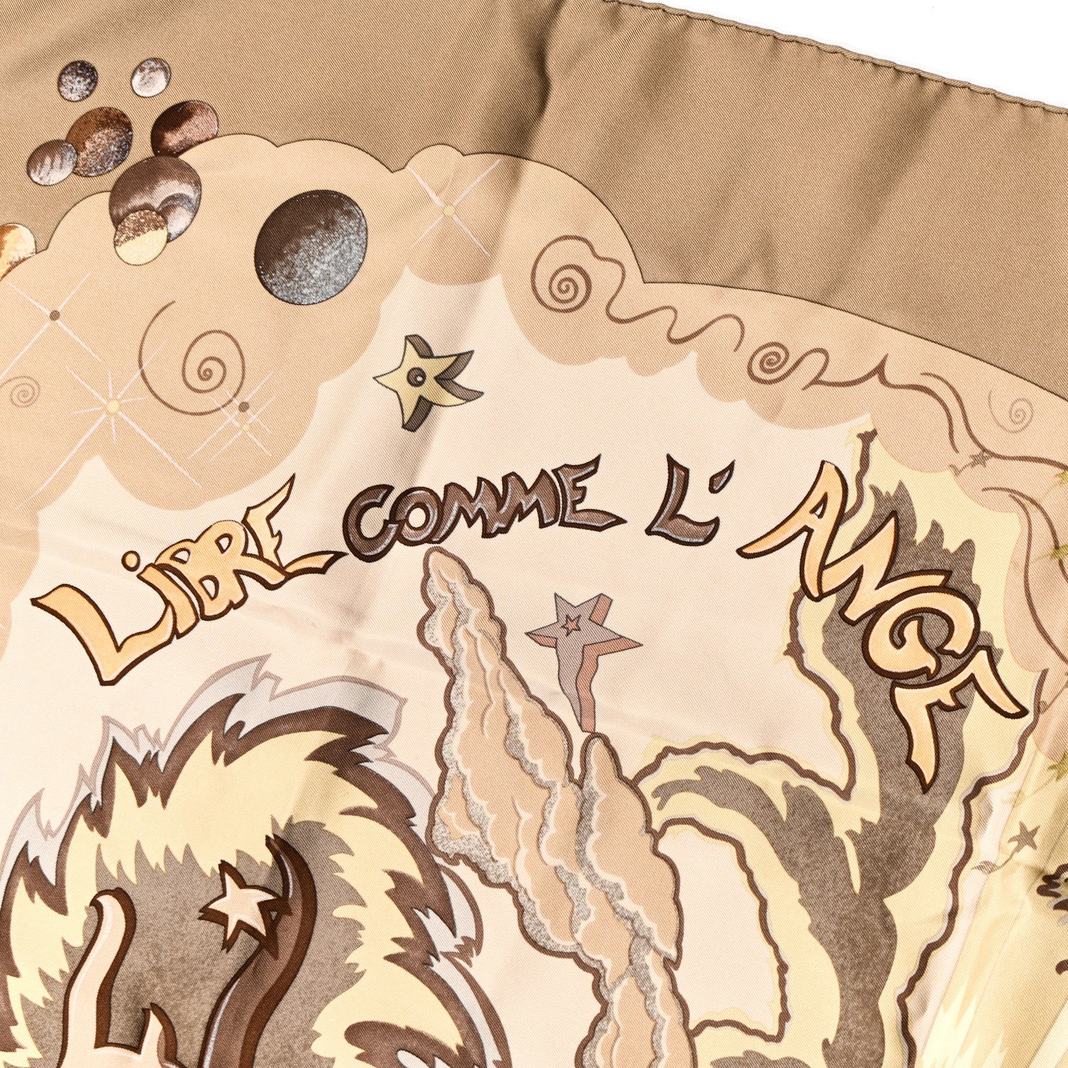 Hermes Silk Libres Comme L'Ange Scarf 90 Beige 5 of 8
