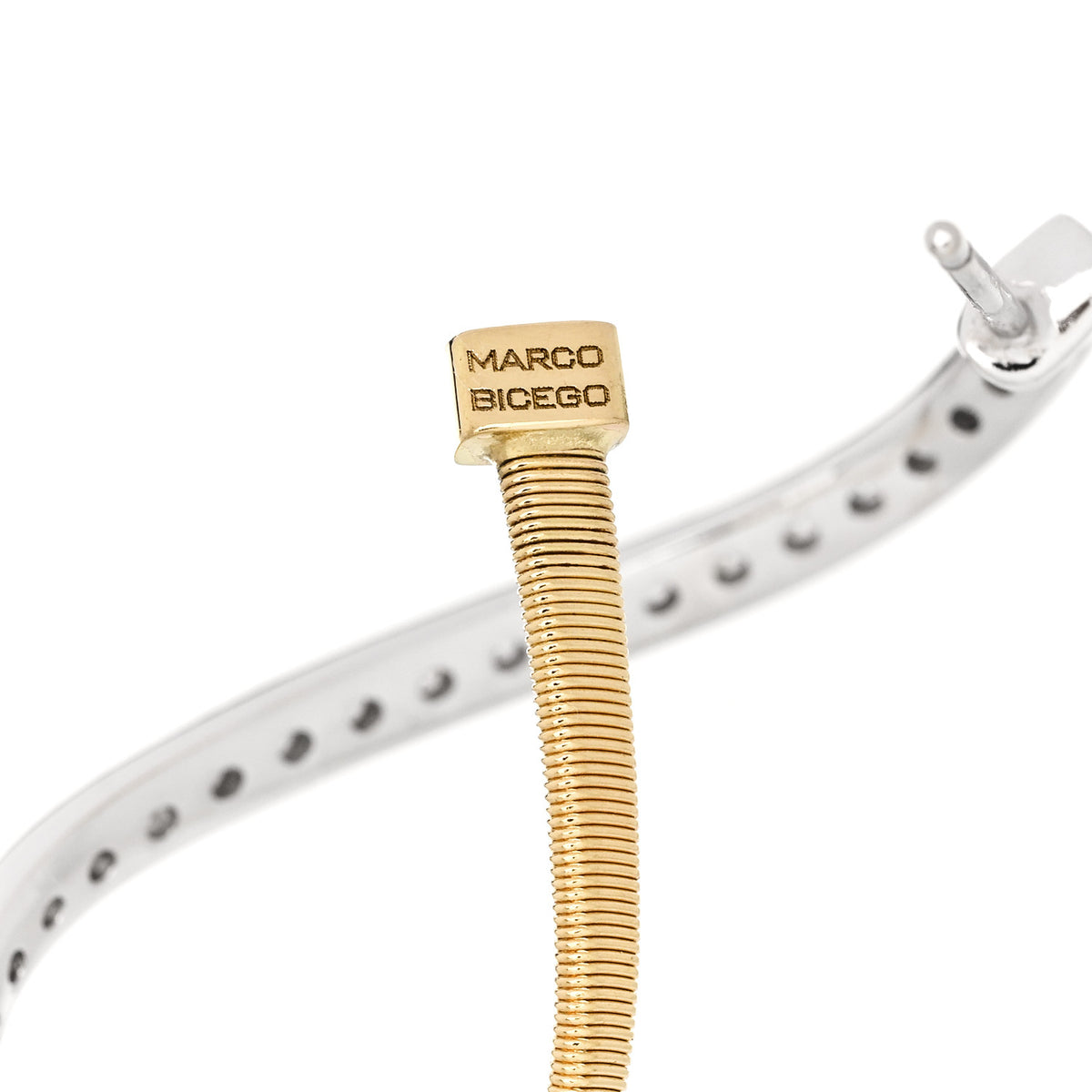 Marco Bicego 18K Yellow White Gold Diamond Marrakech Coil Hoop Earrings 4 of 6