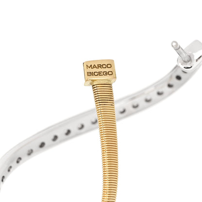 Marco Bicego 18K Yellow White Gold Diamond Marrakech Coil Hoop Earrings 4 of 6