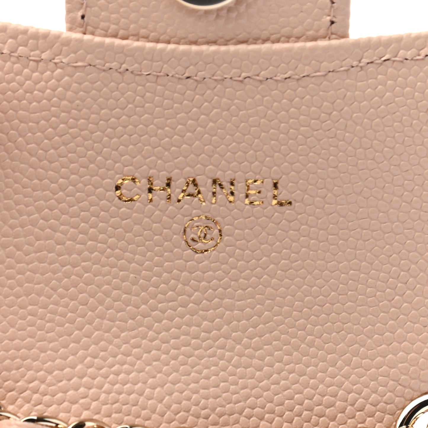Caviar Quilted Mini Chain Belt Bag Light Beige