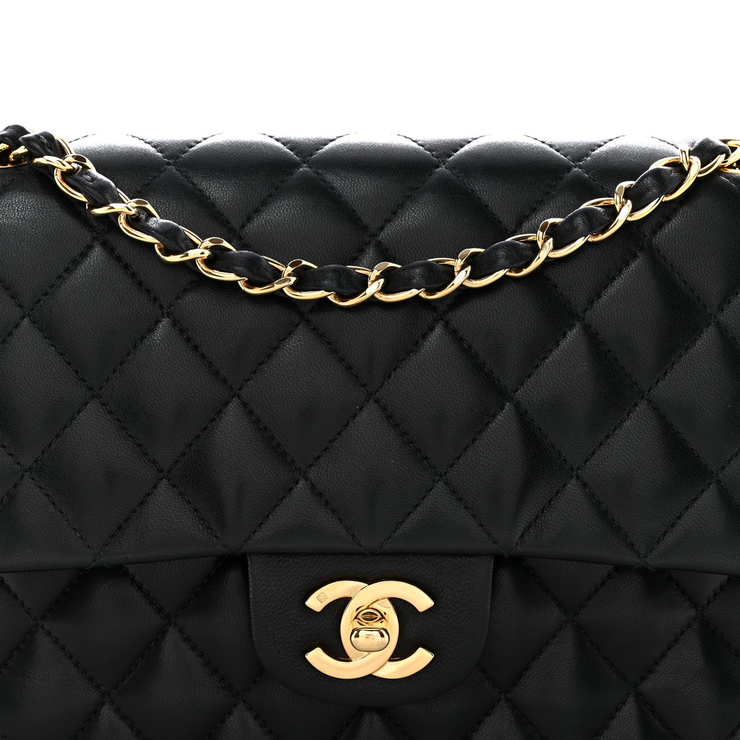 Chanel Lambskin Quilted Medium Double Flap Black 8 of 13