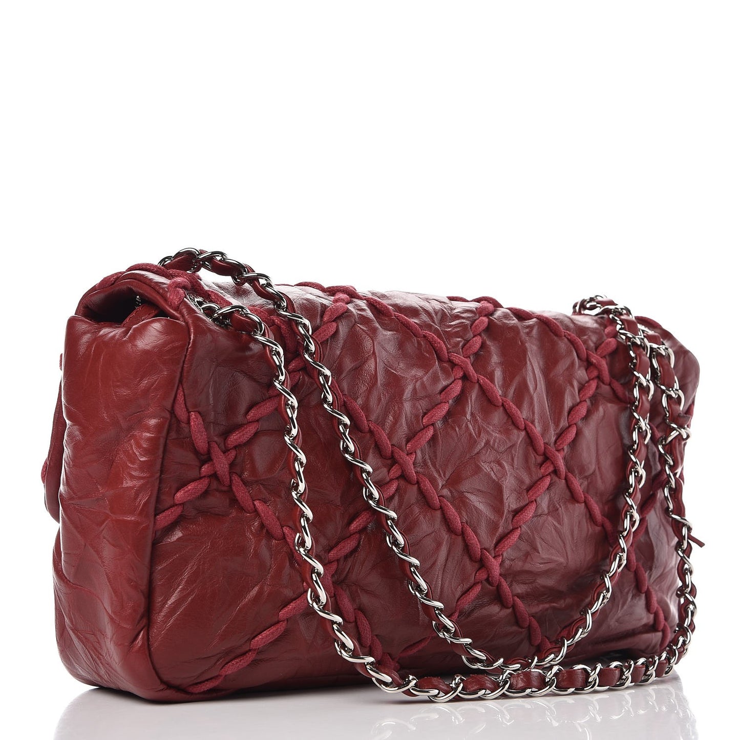 Calfskin Medium Ultra Stitch Flap Dark Red