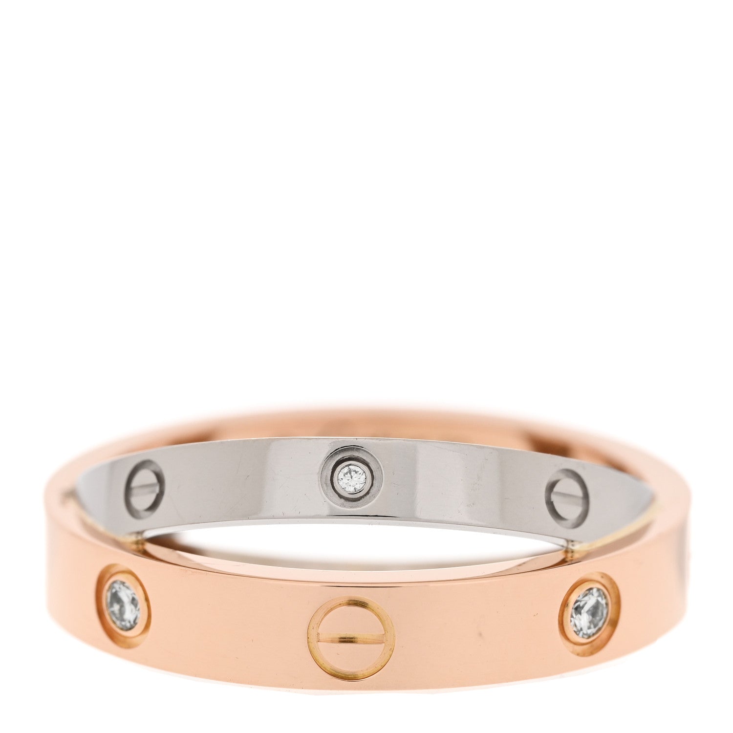 Cartier 18K Pink White Gold 6 Diamond LOVE Ring 50 5.25 1 of 5