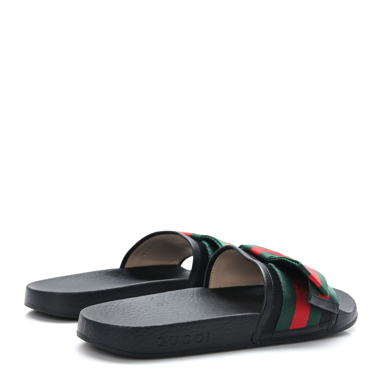 Satin Web Bow Slide Sandals 38 Black