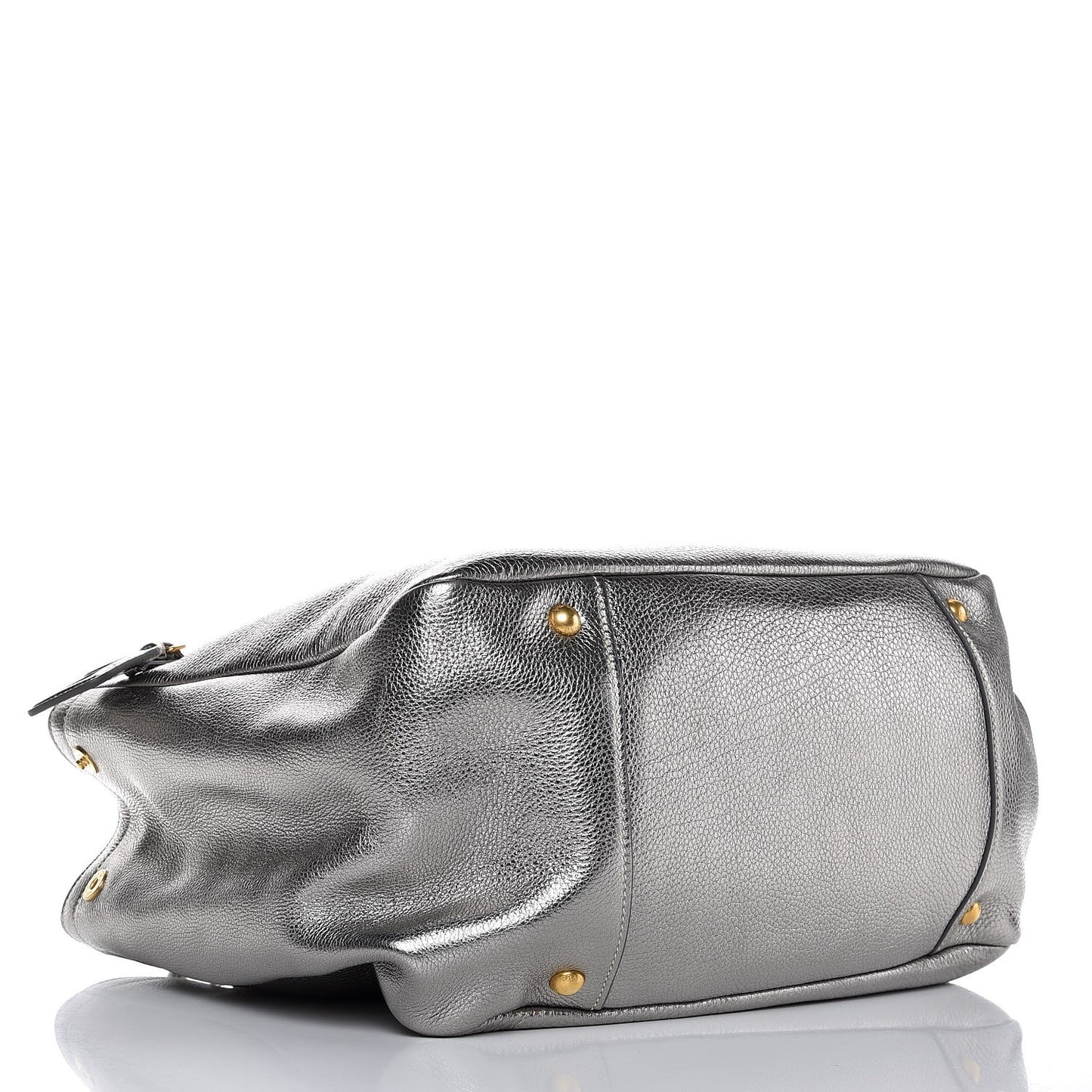 Metallic Vitello Daino Shopping Tote Acciaio