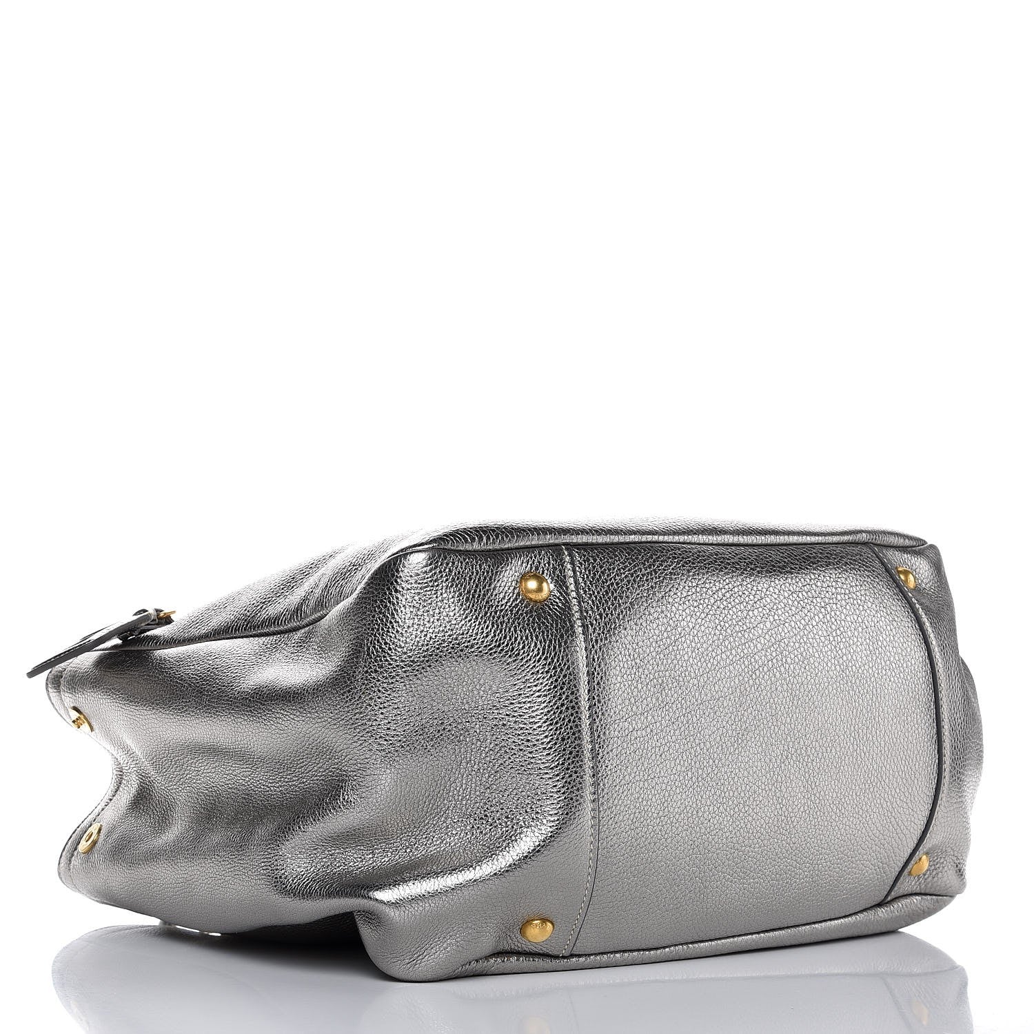 Prada Metallic Vitello Daino Shopping Tote Acciaio 4 of 8