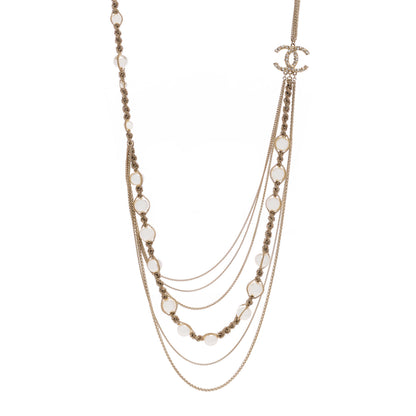Chanel Pearl Chain CC Long Multistrand Necklace Gold 1 of 3