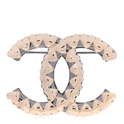 Chanel Metal CC Heart Brooch Gold Silver 1 of 5