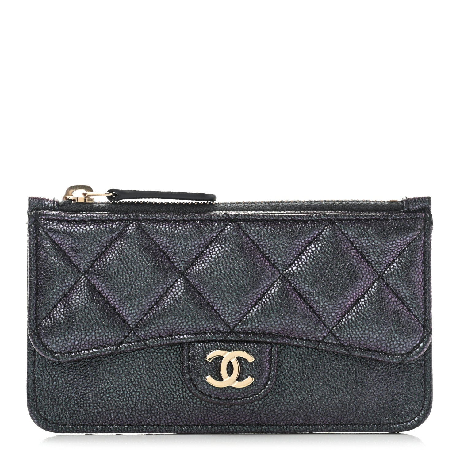 Chanel Iridescent Caviar Quilted Flap Zip Card Holder Black 1 of 8