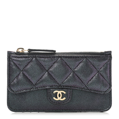 Chanel Iridescent Caviar Quilted Flap Zip Card Holder Black 1 of 8