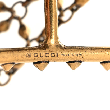 Gucci Metal Embellished Pearl Multi-Finger Ring Bracelet Black Gold 4 of 4