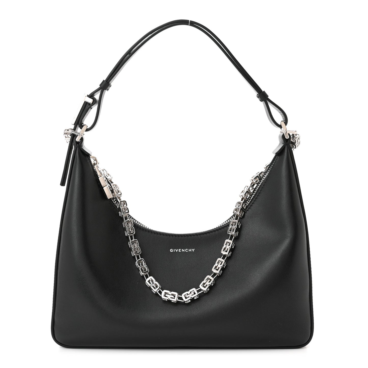Smooth Calfskin Small Moon Cut Out Shoulder Bag Black