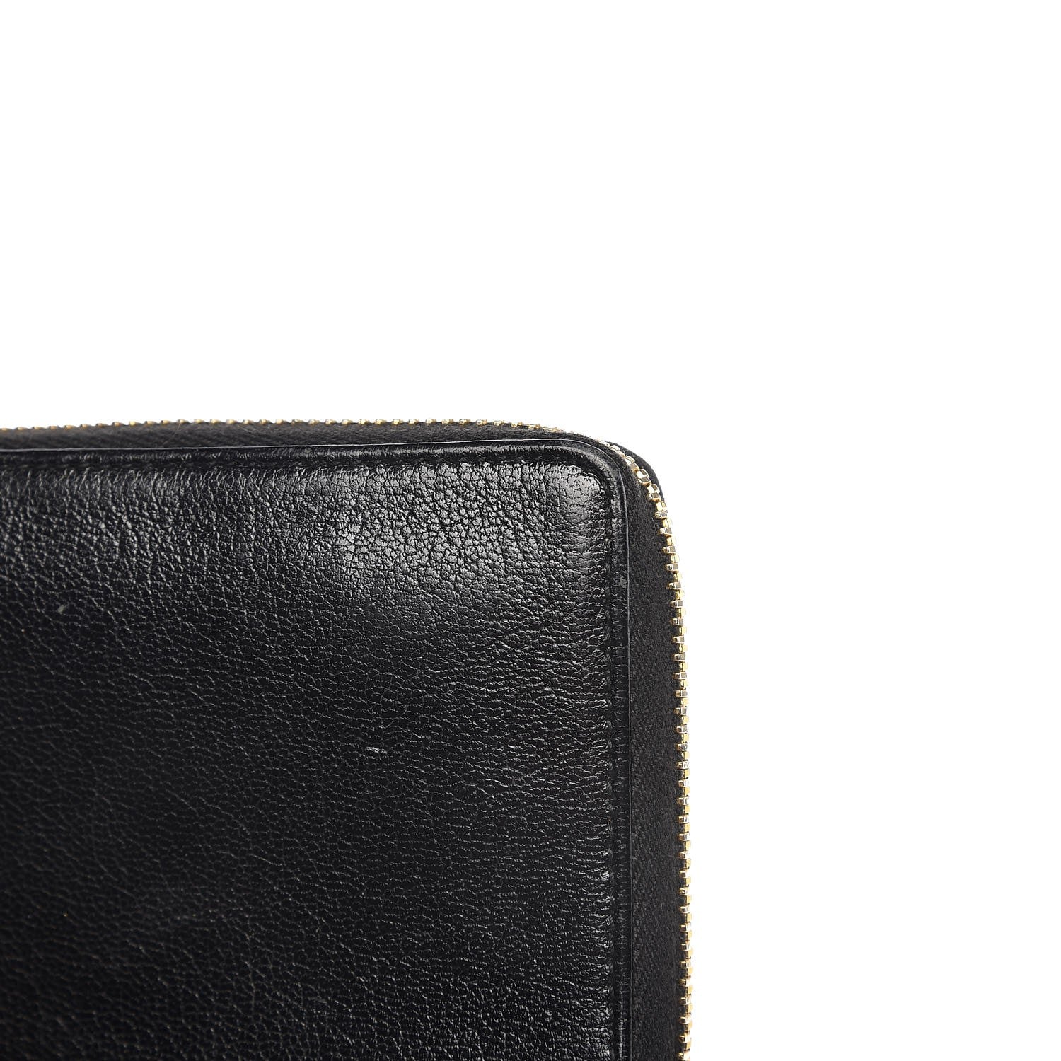 Balenciaga Chevre Gold Metallic Edge Hardware Zip Around Wallet Black 9 of 10