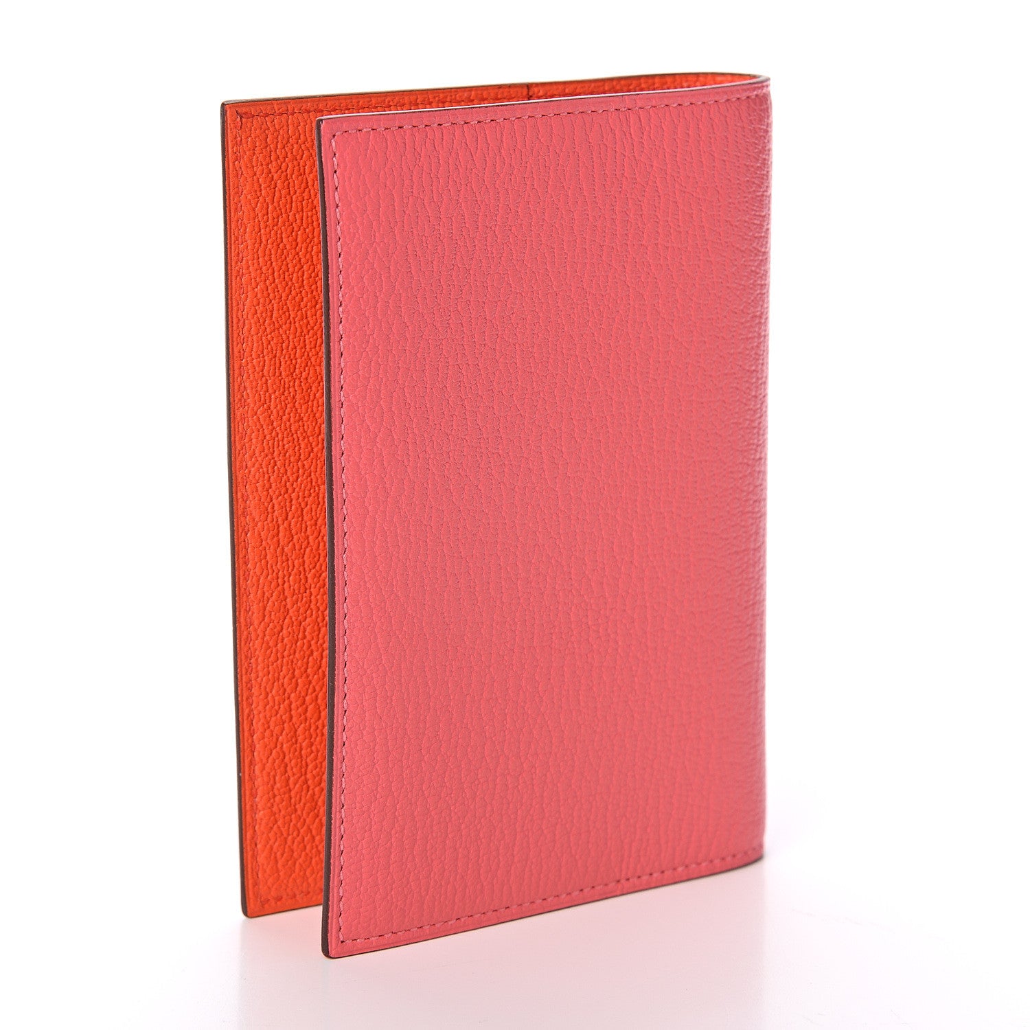 Hermes Chevre Mysore Bi-Color Globe Trotter Agenda Cover PM Rose Lipstick Orange Poppy 2 of 6