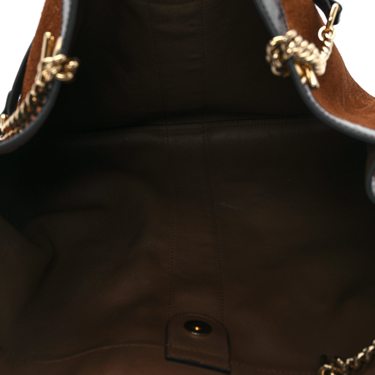 Gucci Suede Patent Large Rajah Chain Tote Nocciola Black 6 of 16