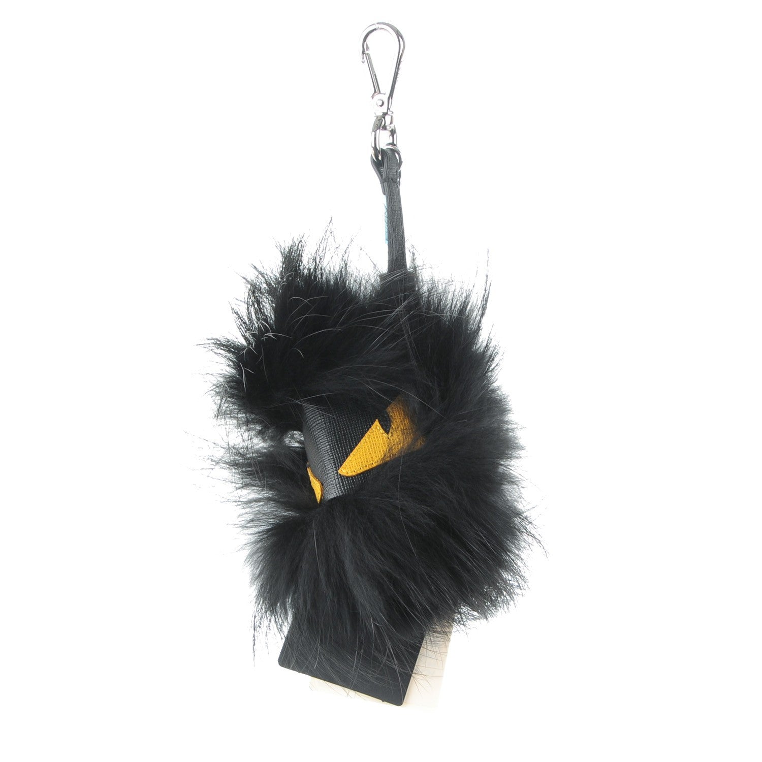 Fendi Vitello Elite Fox Fur Fusto Monster Bag Bug Charm Black Yellow 1 of 4