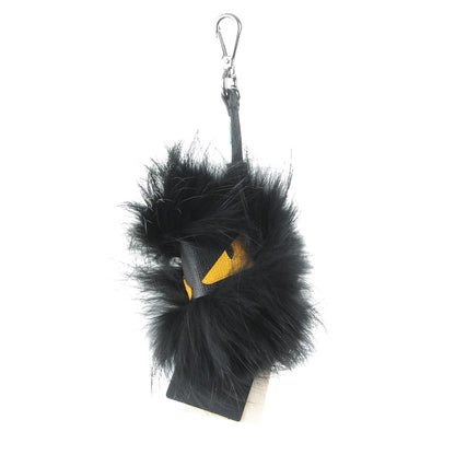 Fendi Vitello Elite Fox Fur Fusto Monster Bag Bug Charm Black Yellow 1 of 4