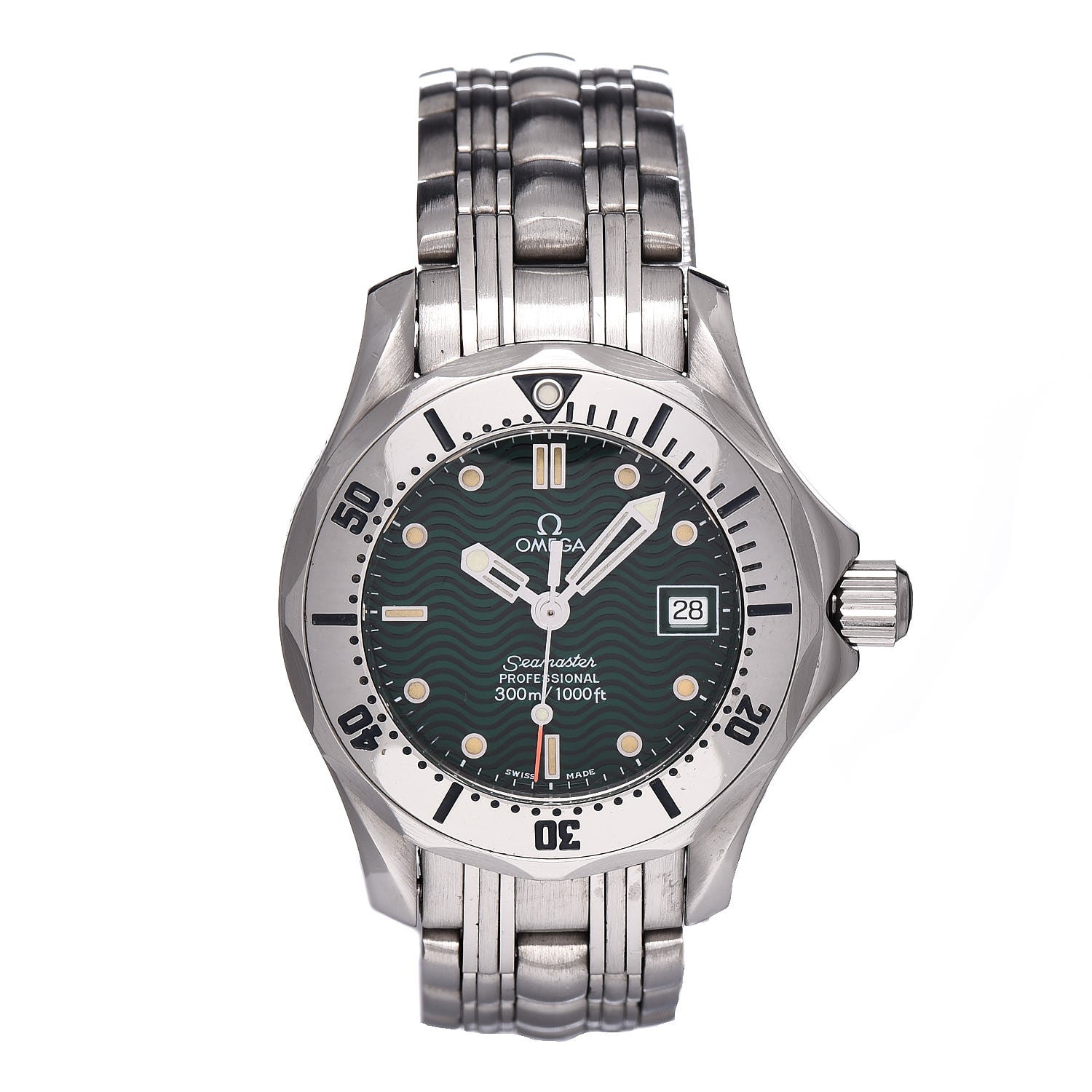 Omega Stainless Steel 28mm Seamaster Jacques Mayol Quartz Watch Green 2584.41 1 of 7