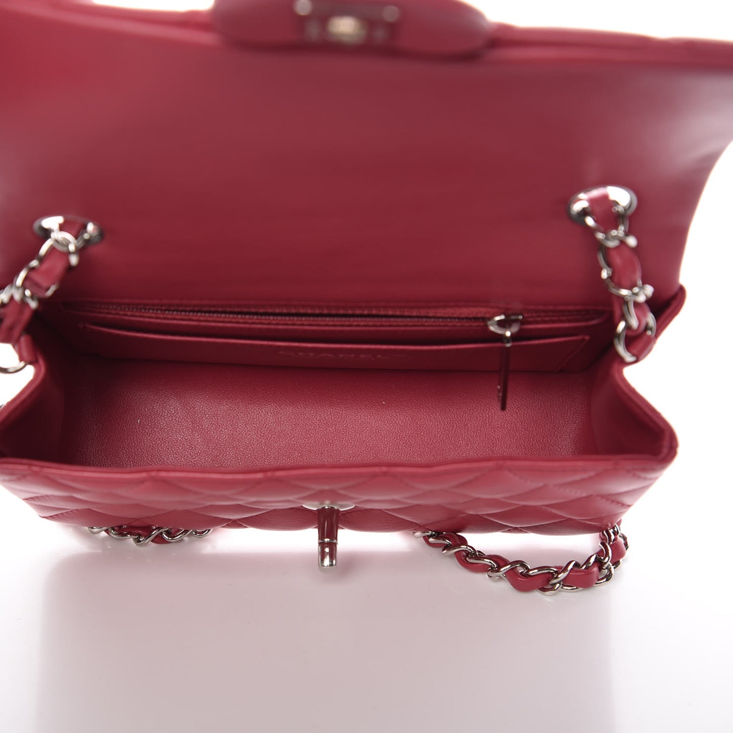 Lambskin Quilted Mini Rectangular Flap Dark Pink