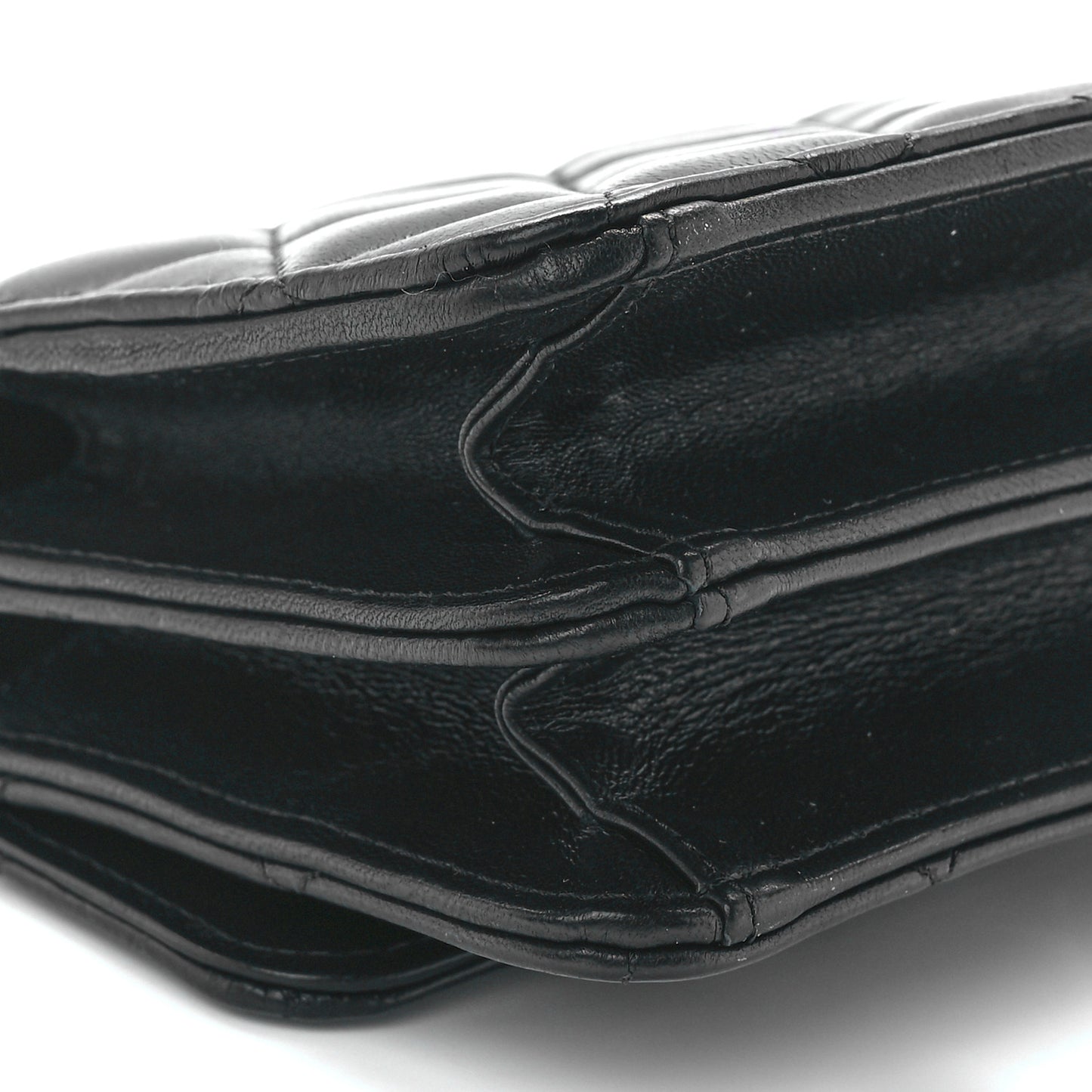 Lambskin Quilted Chain Top Handle Clutch With Chain Black
