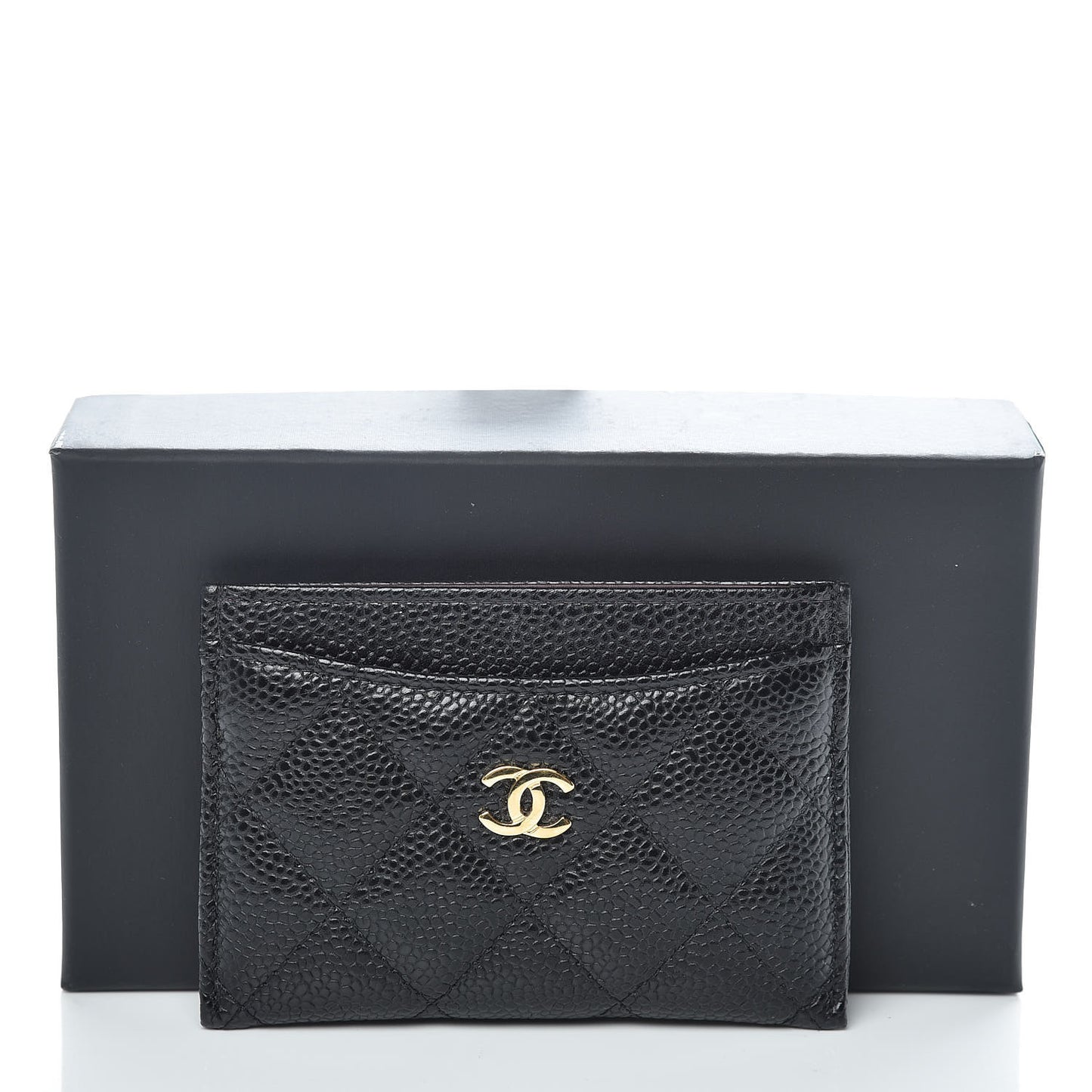 Caviar Quilted Card Holder Black